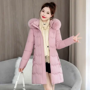 blouson parka matelassé rose
