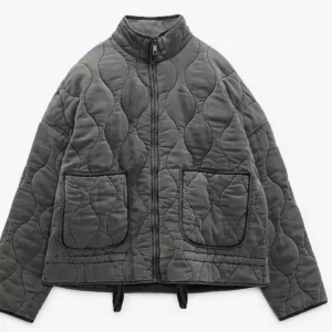 blouson matelassé gris