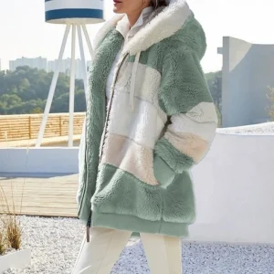 Blouson Polaire Vert capuche