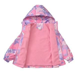Blouson parka rose et violet fille