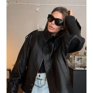 Blouson Skaï Noir chic