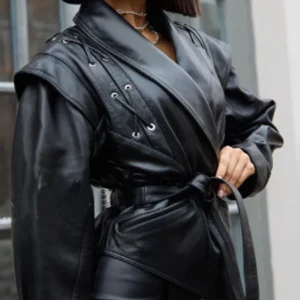 Blouson Skaï style Trench Noir