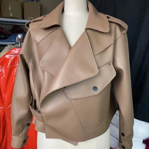 veste en cuir camel