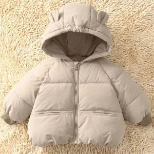 blouson à capuche oreilles d'ours beige