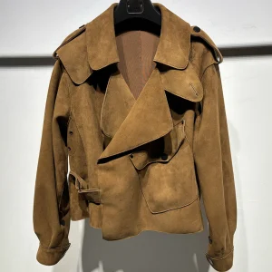 veste en cuir marron clair