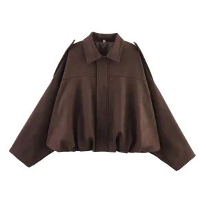Blouson type suédois Long Marron café