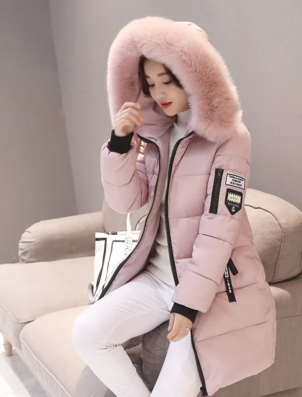Parka rose à capuche pour femme