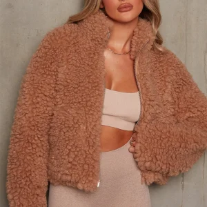 blouson polaire femme marron