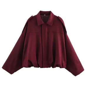 Veste Longue bordeaux femme