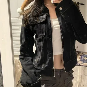 blouson jean slim noir