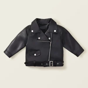blouson moto garçon noir