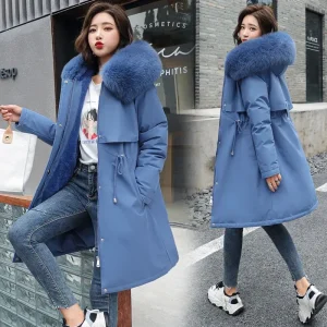 Blouson Parka Long Femme bleu