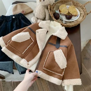 Blouson Moto Enfant marron clair 2 à 7 ans