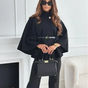 Blouson Femme type Cape noir