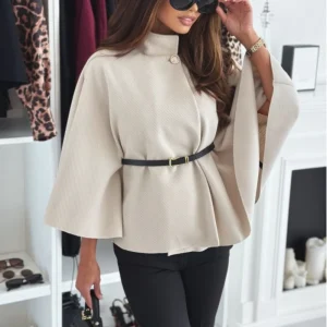 blouson femme type cape beige