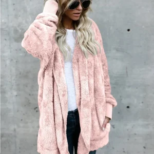 blouson cardigan long femme rose