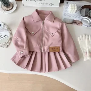 Blouson Moto Fille rose