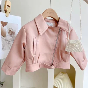 Blouson Moto Fille rose 2-8 ans