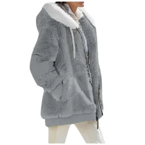 blouson hiver femme polaire gris clair