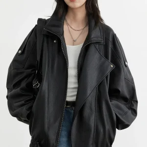 blouson moto femme noir