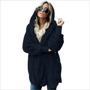 Blouson type Cardigan Long Femme bleu