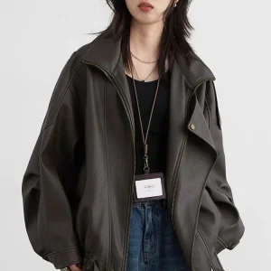 Blouson Moto Femme marron