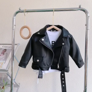 blouson moto enfant noir