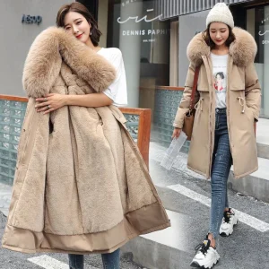 Blouson Parka Long beige élégant