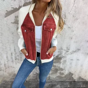 Blouson Jean Femme bordeaux