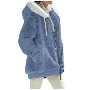 blouson hiver femme polaire bleu