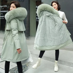 Blouson Parka Long Femme vert clair
