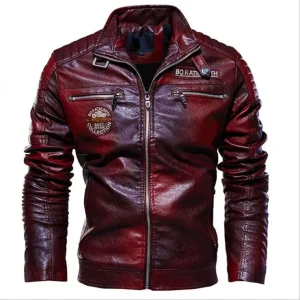 blouson skai rouge homme aviateur