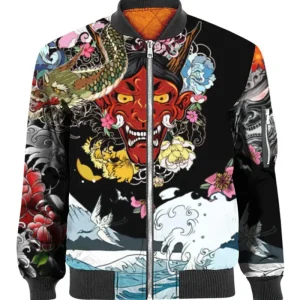 Blouson été rouge Homme style dragon