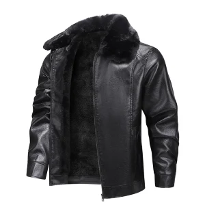 Blouson effet Cuir noir élégance