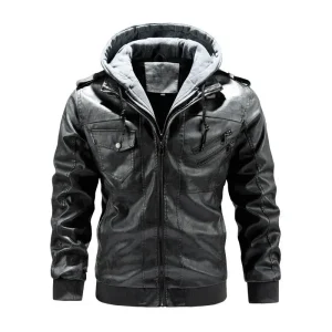 blouson gris effet cuir