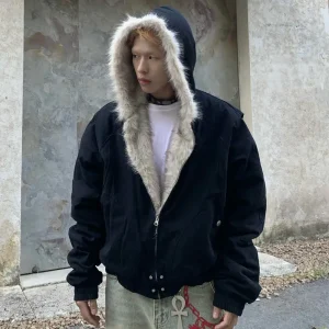 Blouson fourré noir
