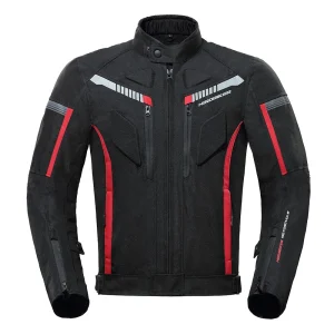 blouson moto noir et rouge
