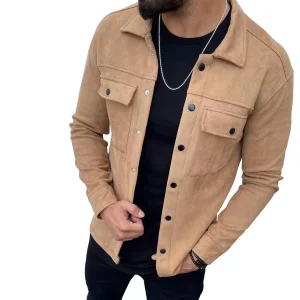 blouson été daim kaki homme