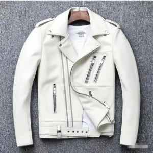 Veste effet Cuir blanc Homme