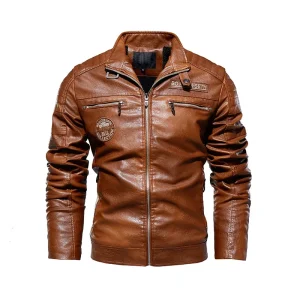 blouson moto marron clair