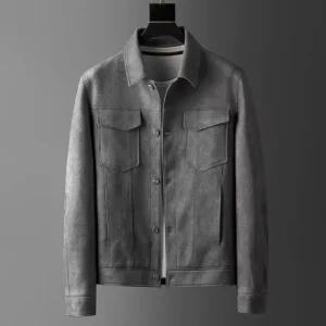 Veste effet daim gris Homme