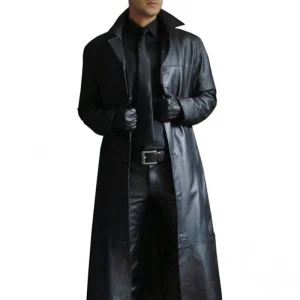 Blouson Long effet Cuir noir