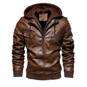 blouson effet cuir marron