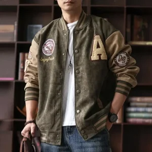 blouson baseball vert