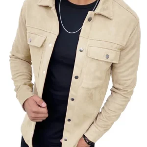 blouson été effet daim beige