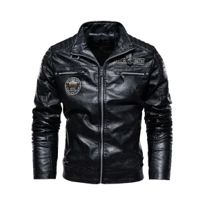 Blouson Moto effet cuir noir Homme
