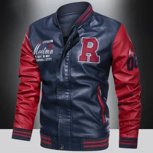 blouson effet cuir sport rouge homme