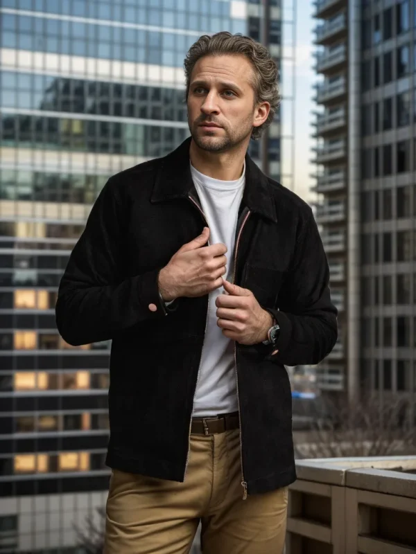 Blouson noir homme mi saison