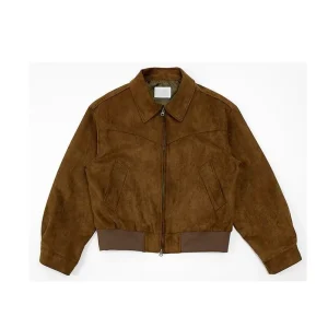 blouson moto effet daim