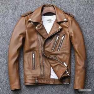 Veste effet Cuir marron clair